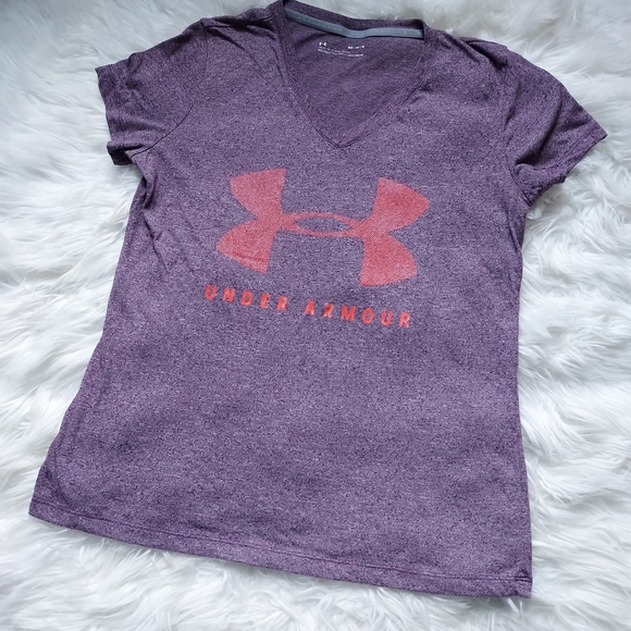 Under Armour Tops - Under Armour | Heatgear Threadborne Purple & Hot Pink Loose-fit Tee, Size Medium